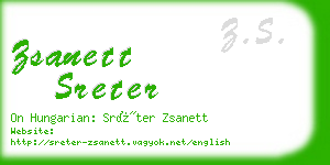 zsanett sreter business card